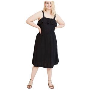 NWT Women's Plus Size Ava & Viv Black Ruffle Sleeveless Midi Dress Size 2X